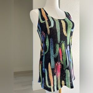 XYNC Colorful Southwestern Artistic Cactus Print Layering Tank Top Womens Small